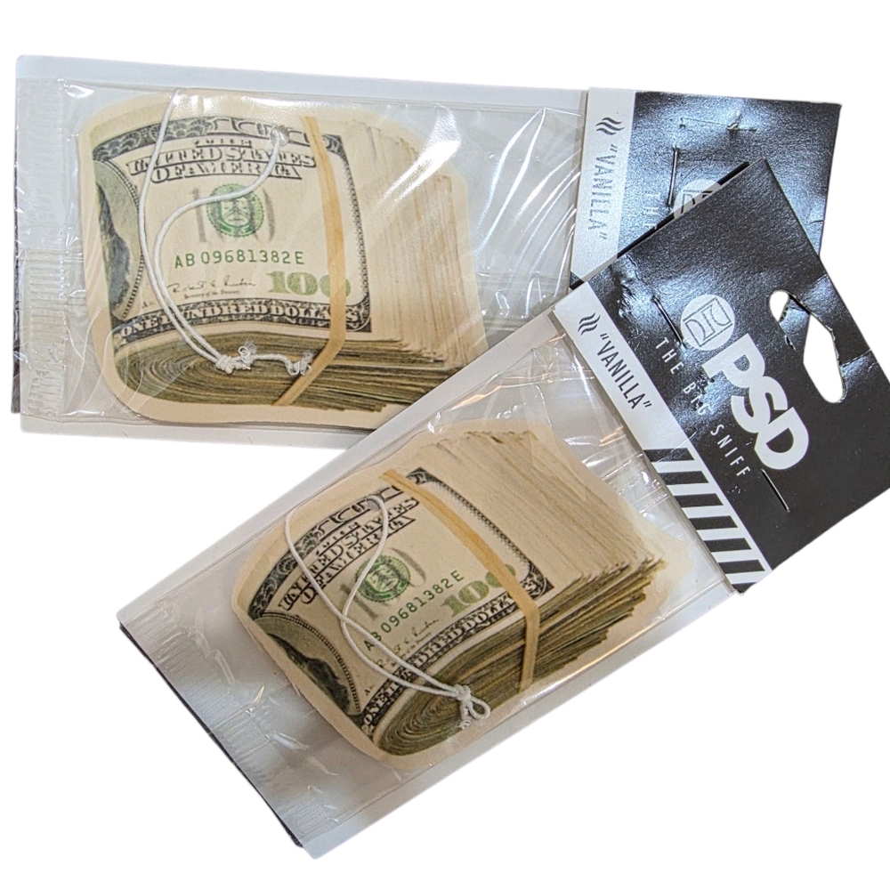 ❤️2/$12 PSD “The Big Sniff” Car Air Freshener Vanilla Scent Money Stack 2 Pack